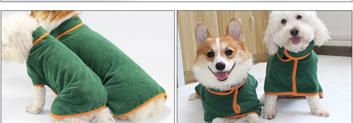 Pet Puppy Clothes Bathing Robe Neck Pet Clothes Tucked Waist Dog Shirts 1623475191388