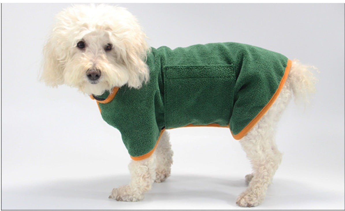 Pet Puppy Clothes Bathing Robe Neck Pet Clothes Tucked Waist Dog Shirts 1623475191410