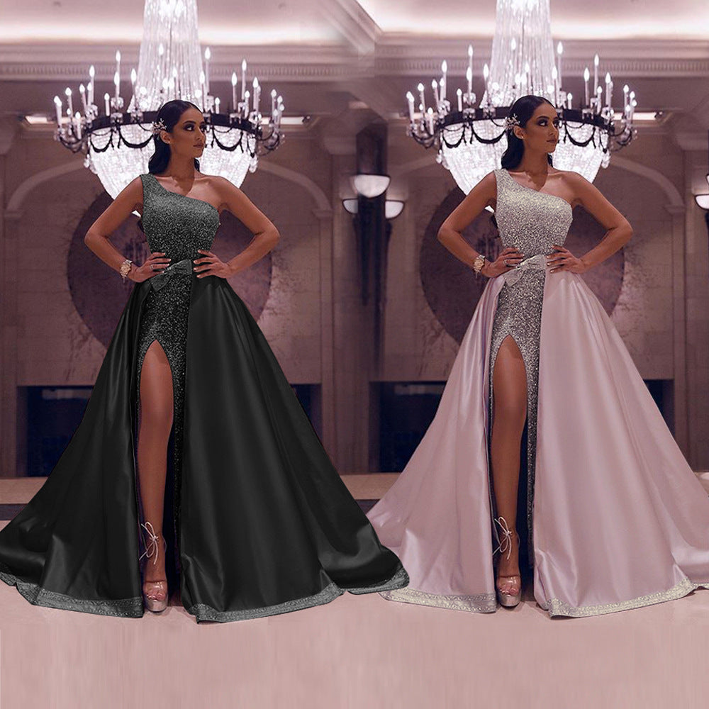 New One-Shoulder Mopping Evening Dress 1623486940058