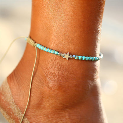 Fashion Shell Rice Beads Hand-Woven Adjustable Anklet Ocean Wind Beach Accessories 1623501687633