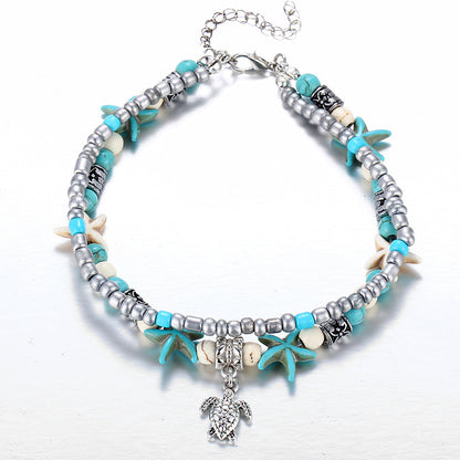 Fashion Shell Rice Beads Hand-Woven Adjustable Anklet Ocean Wind Beach Accessories 1623501803802
