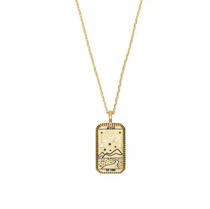 Tarot Power La Luna Gold Necklace 1623565083149