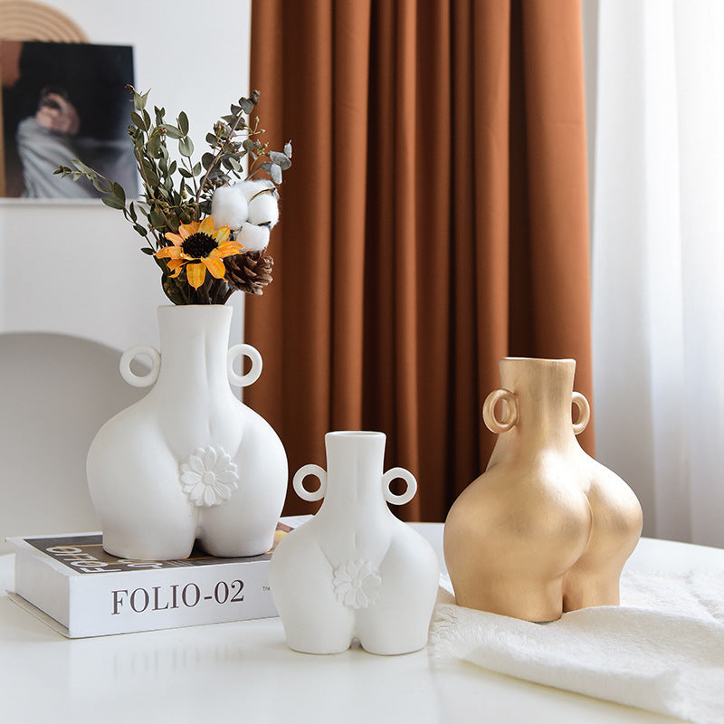 Nordic Human Body Ceramics Vases Home Decoration Accessories Office Dining Table Flower Arrangement Container Dried Flower Va