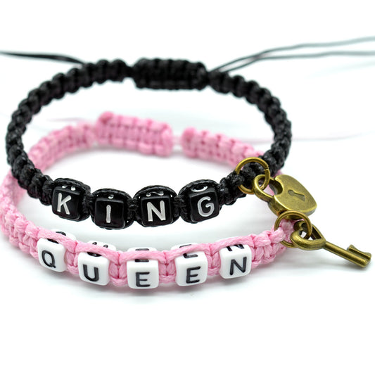 Lovers Jewelry Acrylic King Key Lock Pendant Bracelet Braided Bracelet 1623762031711