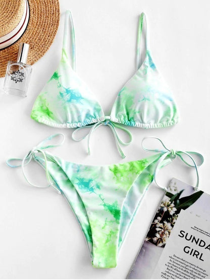 Sexy Halter Tie Dye Bikini Set 1623819862211