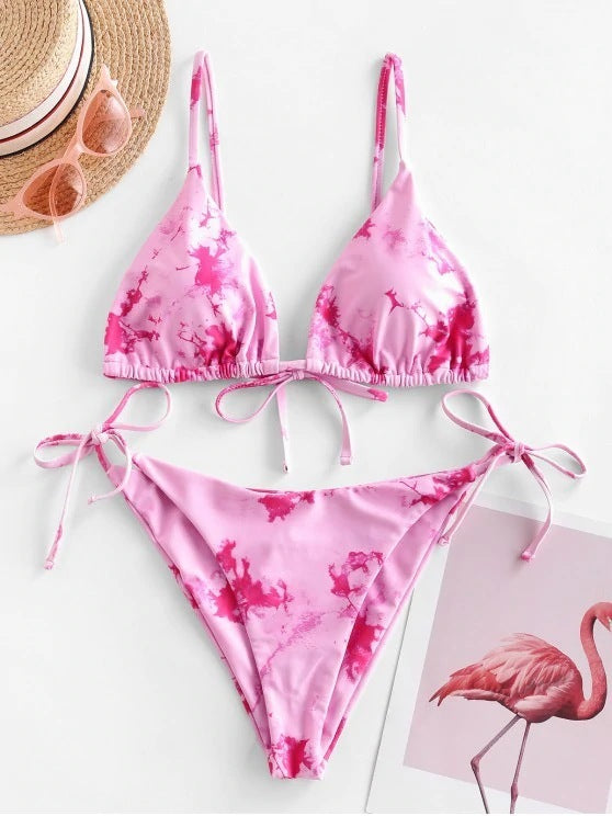 Sexy Halter Tie Dye Bikini Set 1623819862212