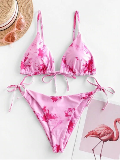 Sexy Halter Tie Dye Bikini Set 1623819862212