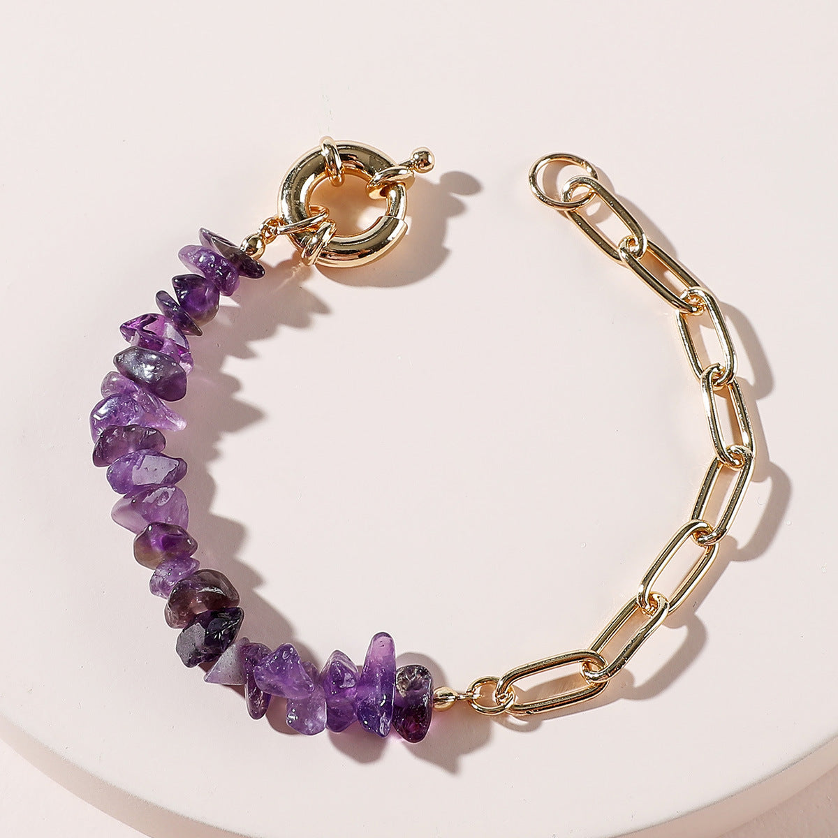 Qingdao Daiwei Jewelry Rough Stone Crystal Amethyst Stone Chain Bracelet 1623831023572 0645ecd3 16f1 436c 8cc9 aa26ff215212