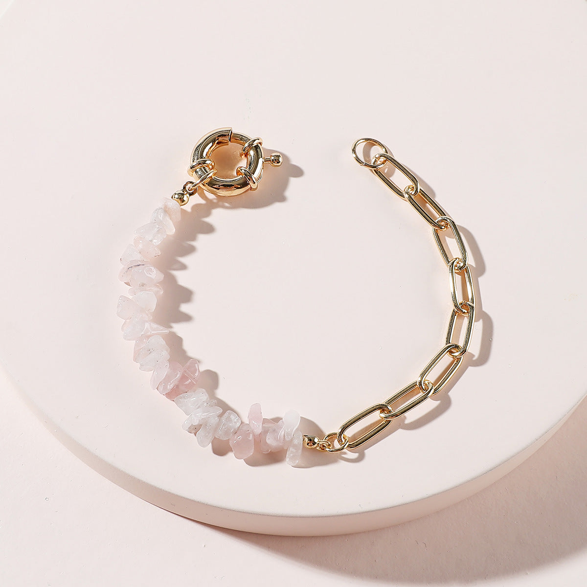 Qingdao Daiwei Jewelry Rough Stone Crystal Amethyst Stone Chain Bracelet 1623831023573