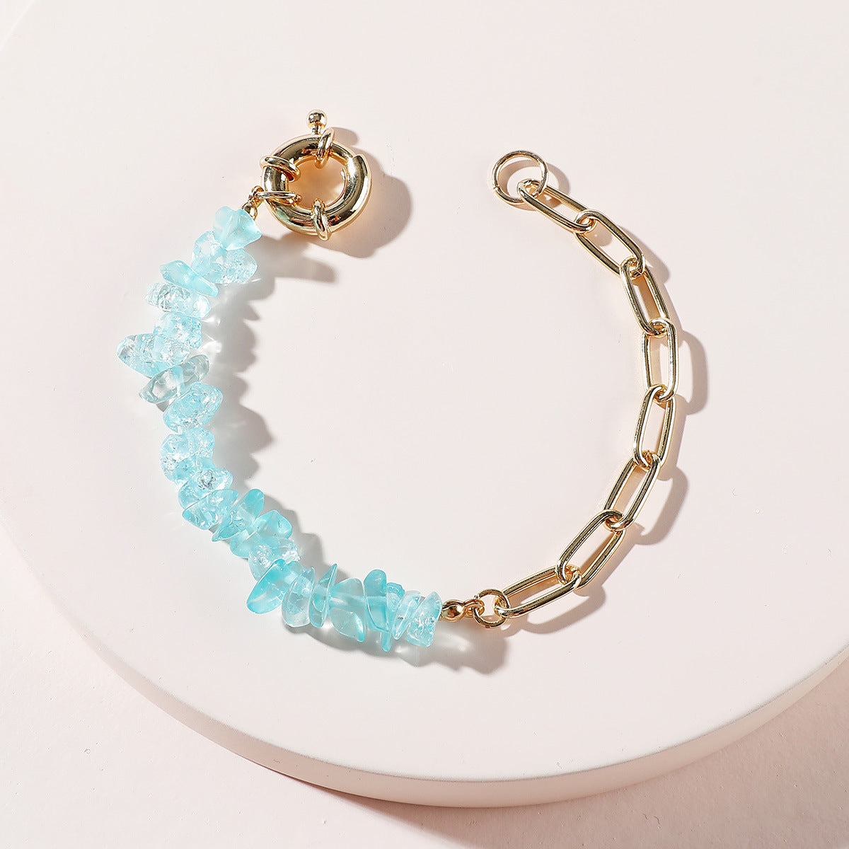 Qingdao Daiwei Jewelry Rough Stone Crystal Amethyst Stone Chain Bracelet 1623831023576