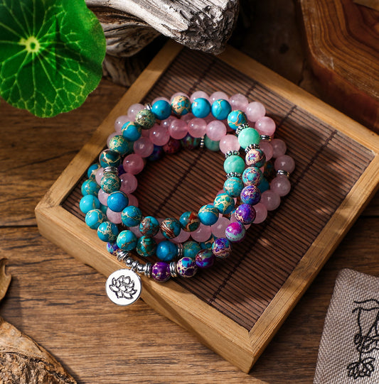 Bracelet 108 Lotus Buddha Eyes Pendant Necklace Chakra Bracelet Yoga Buddhist Bracelet 1623841276314