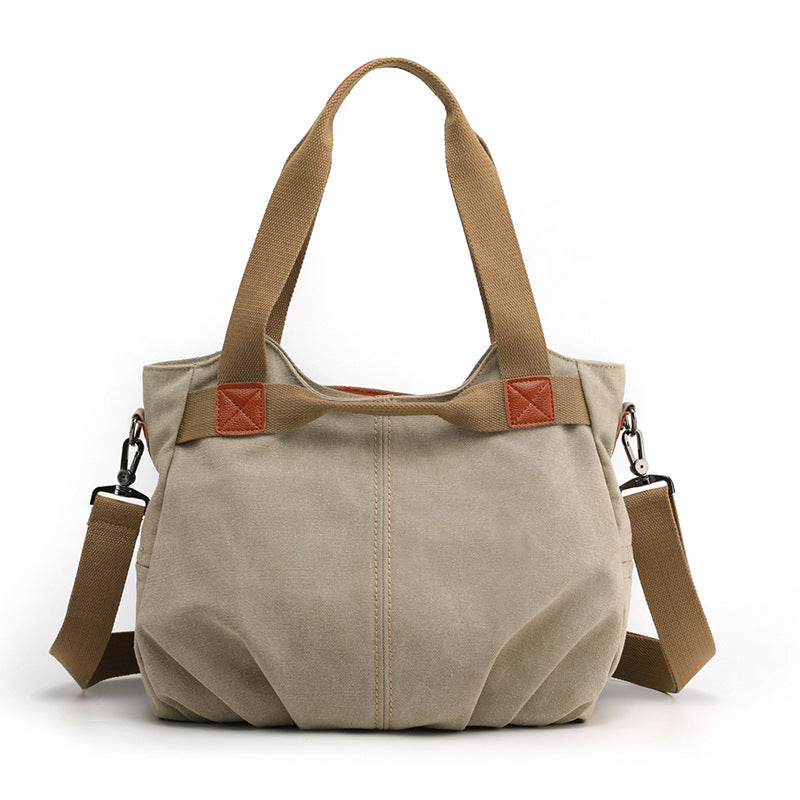 Large Capacity Simple Solid Color Multifunctional Portable Diagonal Canvas Bag 1623910428060