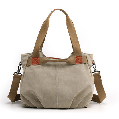 Large Capacity Simple Solid Color Multifunctional Portable Diagonal Canvas Bag 1623910428060