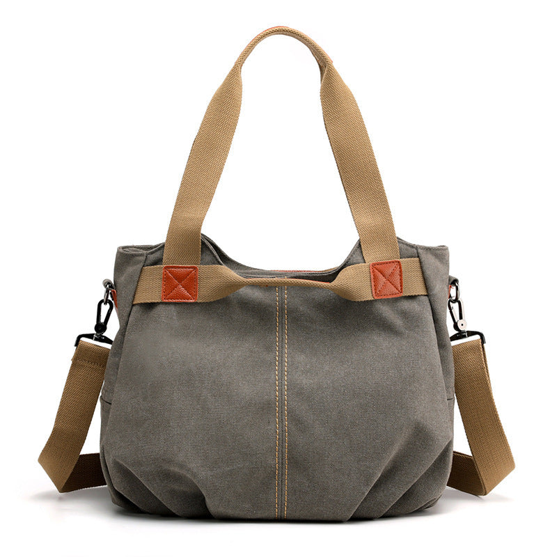 Large Capacity Simple Solid Color Multifunctional Portable Diagonal Canvas Bag 1623910428068