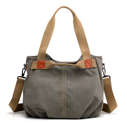 Large Capacity Simple Solid Color Multifunctional Portable Diagonal Canvas Bag 1623910428068