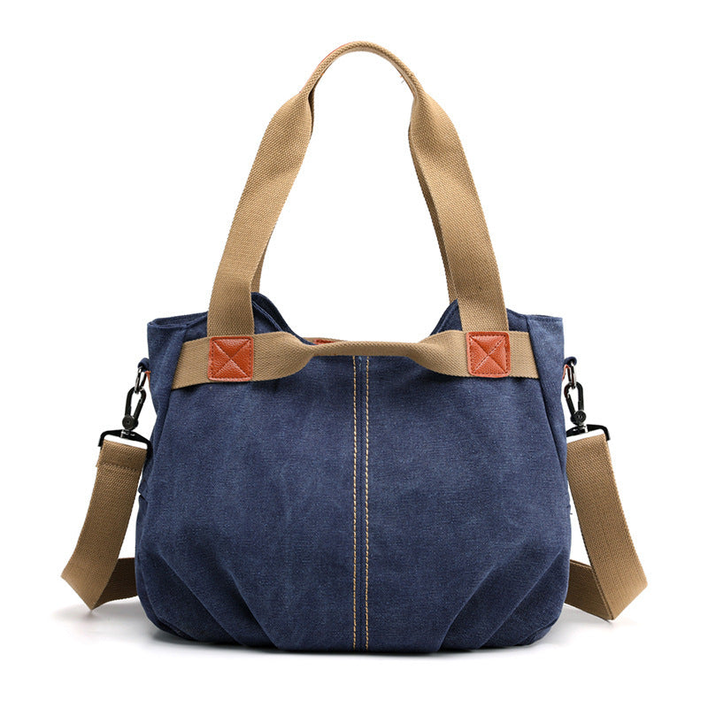 Large Capacity Simple Solid Color Multifunctional Portable Diagonal Canvas Bag 1623910428071