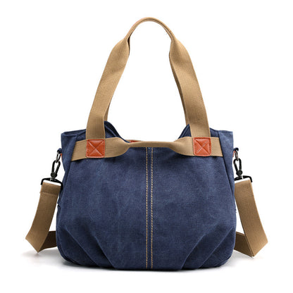 Large Capacity Simple Solid Color Multifunctional Portable Diagonal Canvas Bag 1623910428071