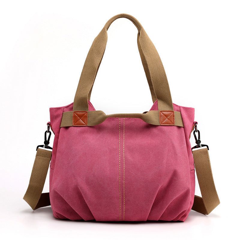 Large Capacity Simple Solid Color Multifunctional Portable Diagonal Canvas Bag 1623910428079