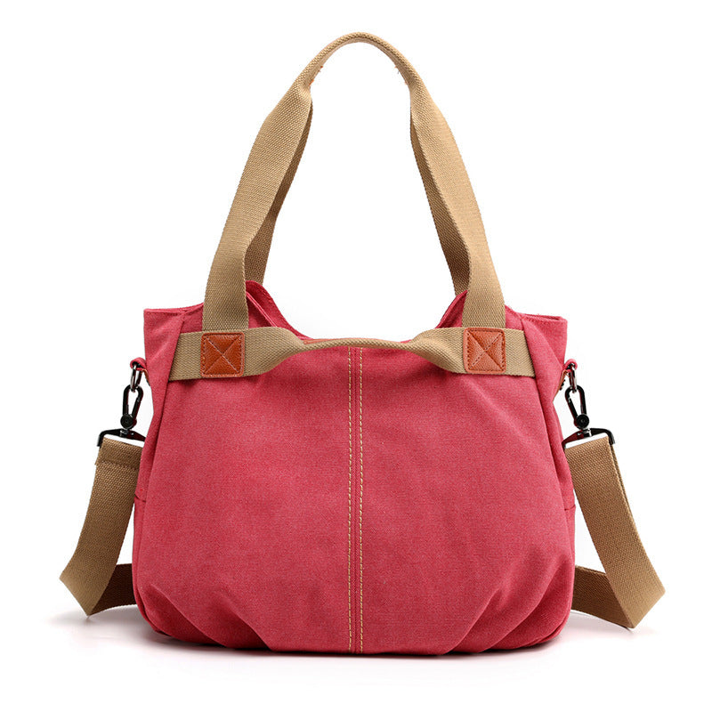 Large Capacity Simple Solid Color Multifunctional Portable Diagonal Canvas Bag 1623910428093