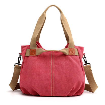Large Capacity Simple Solid Color Multifunctional Portable Diagonal Canvas Bag 1623910428093