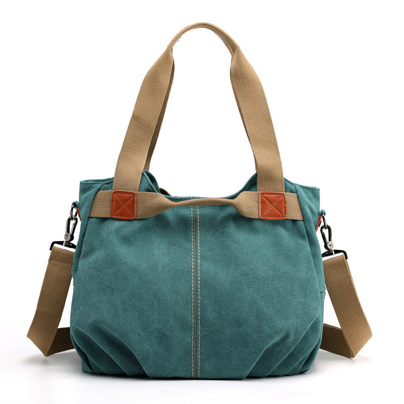 Large Capacity Simple Solid Color Multifunctional Portable Diagonal Canvas Bag 1623910428094