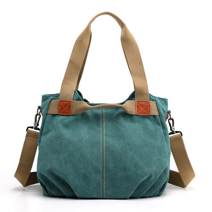 Large Capacity Simple Solid Color Multifunctional Portable Diagonal Canvas Bag 1623910428094