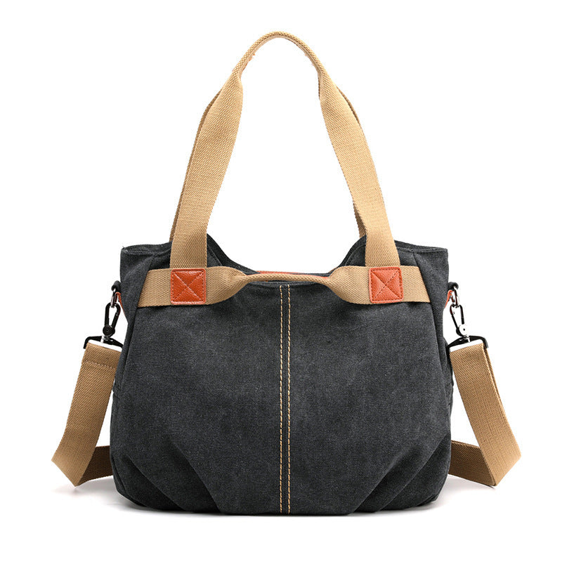 Large Capacity Simple Solid Color Multifunctional Portable Diagonal Canvas Bag 1623910428394