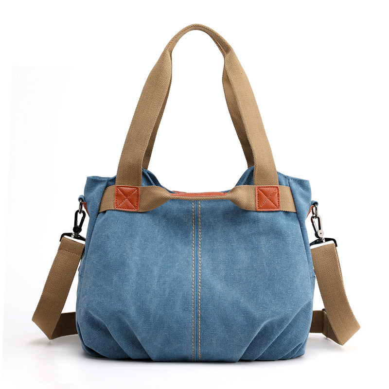 Large Capacity Simple Solid Color Multifunctional Portable Diagonal Canvas Bag 1623910428405