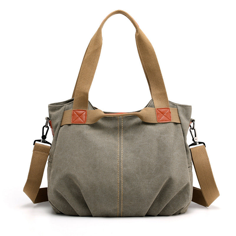 Large Capacity Simple Solid Color Multifunctional Portable Diagonal Canvas Bag 1623910428406