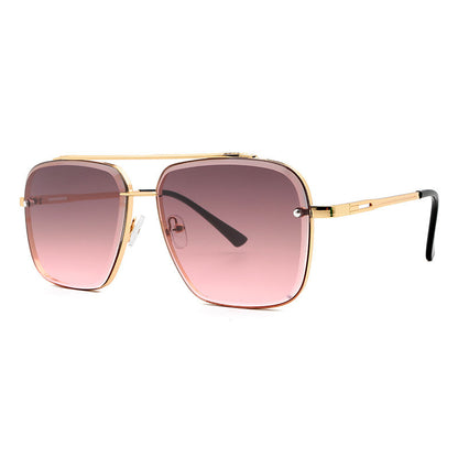 Fashion Double Beam Cut Edge Metal Sunglasses Men's 1623981166289