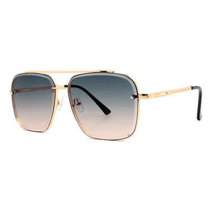 Fashion Double Beam Cut Edge Metal Sunglasses Men's 1623981166297