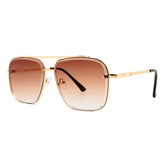 Fashion Double Beam Cut Edge Metal Sunglasses Men's 1623981166299