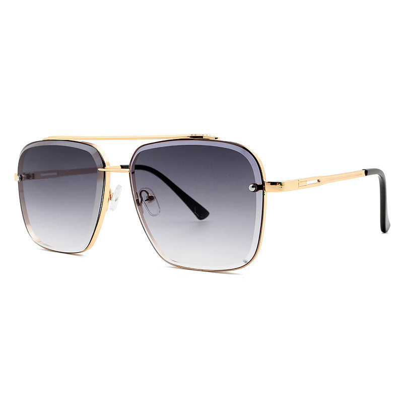 Fashion Double Beam Cut Edge Metal Sunglasses Men's 1623981166313