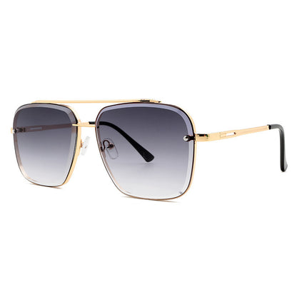Fashion Double Beam Cut Edge Metal Sunglasses Men's 1623981166313