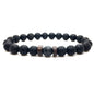 Stone Beaded 8mm Black Volcanic Stone Glitter Lapis Lazuli Men's Buddha Bead Bracelet 1623985683396