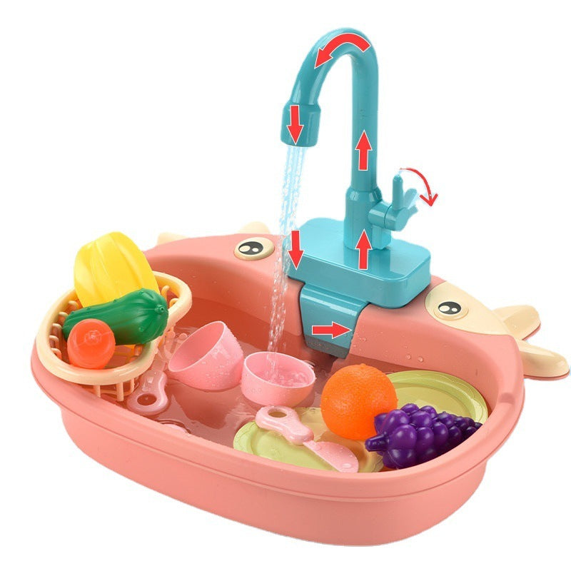 Children's Play House Electric Recirculating Water Kitchen Simulation Sink 1624000317820