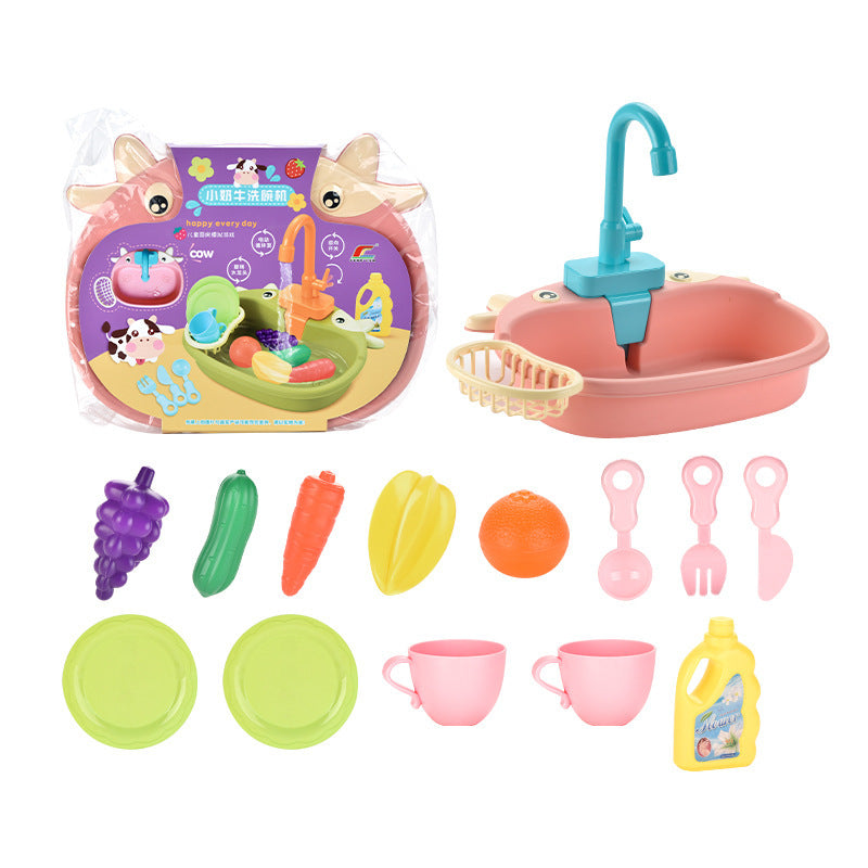 Children's Play House Electric Recirculating Water Kitchen Simulation Sink 1624000317833