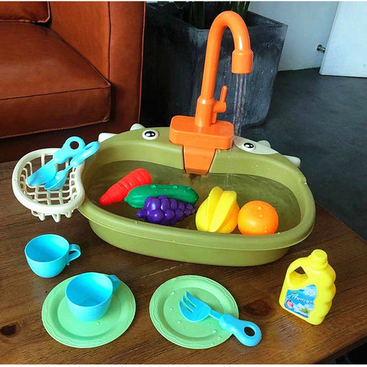 Children's Play House Electric Recirculating Water Kitchen Simulation Sink 1624000318131