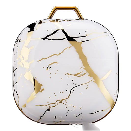 Compatible with Apple, Plating Gold Purple Marble IMD Earphone Sleeve Buds Live Earphones Suitable For PC Hard Shell Protecti