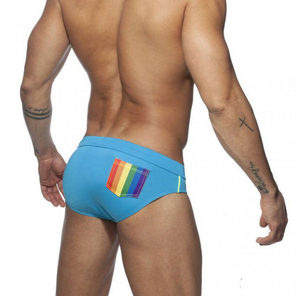 Rainbow Pocket Swim Briefs Sexy Aggressive Low-waisted Men 1624012027576