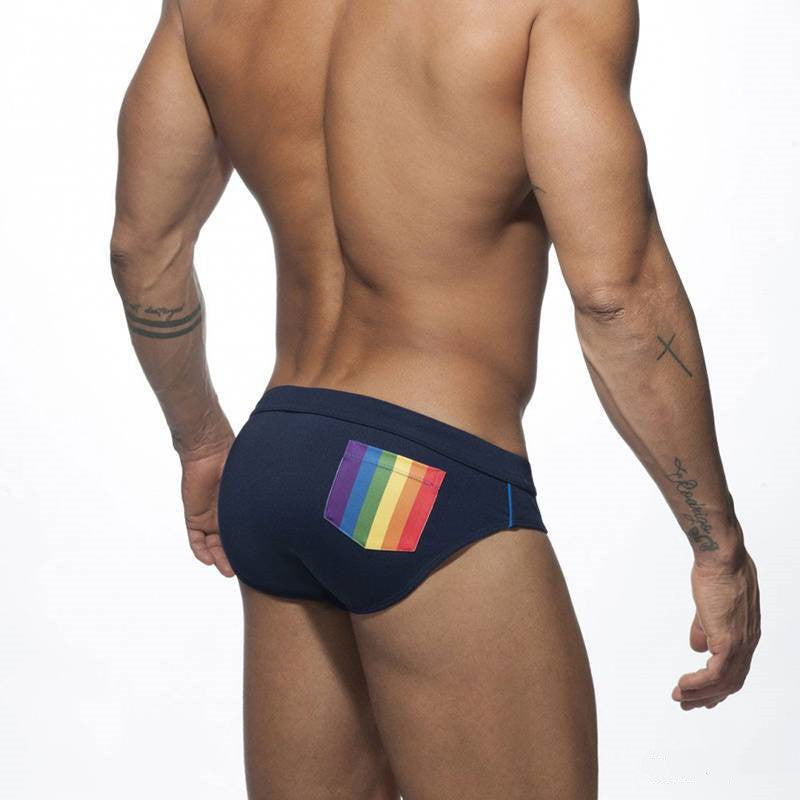 Rainbow Pocket Swim Briefs Sexy Aggressive Low-waisted Men 1624012027581