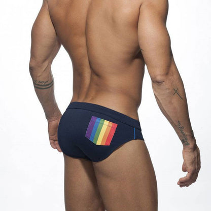 Rainbow Pocket Swim Briefs Sexy Aggressive Low-waisted Men 1624012027581