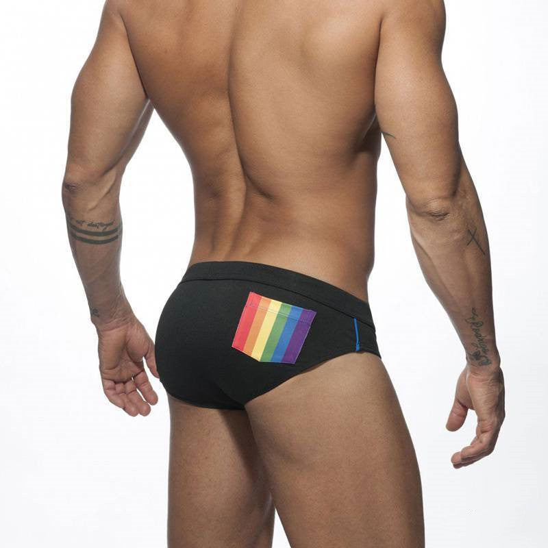 Rainbow Pocket Swim Briefs Sexy Aggressive Low-waisted Men 1624012027895