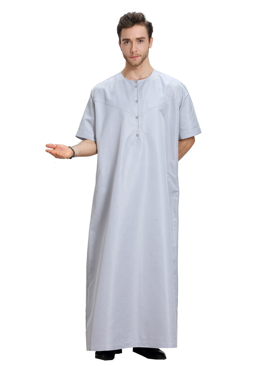 Men's Muslim Arab Short-sleeved Solid Color Robe 1624063448398 3cb0bee2 6192 4b7d ab38 a0596ec71d5e