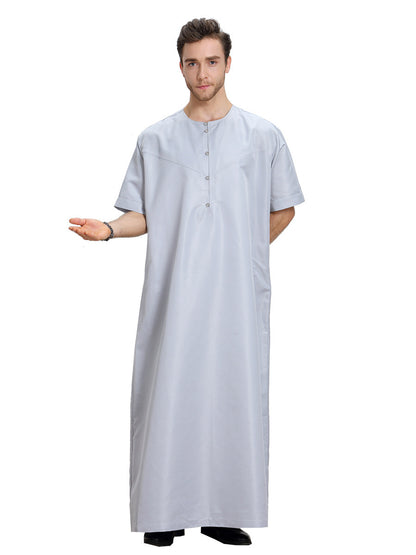 Men's Muslim Arab Short-sleeved Solid Color Robe 1624063448398 3cb0bee2 6192 4b7d ab38 a0596ec71d5e