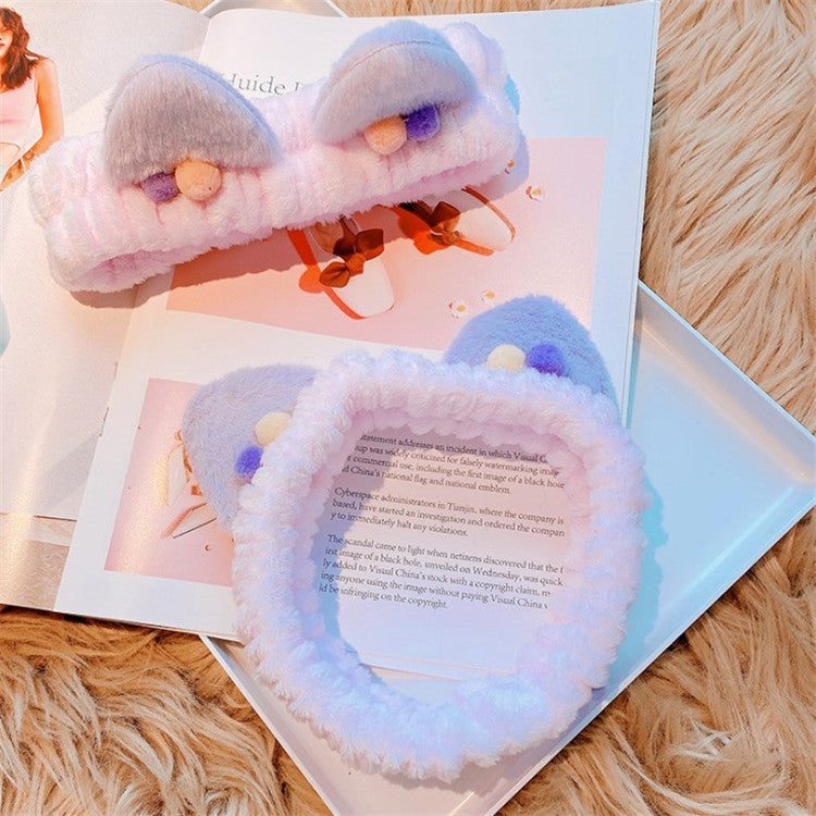 Three-dimensional Plush Cat Ears Headband Ladies Face Wash Makeup Hair Band 1624067167340