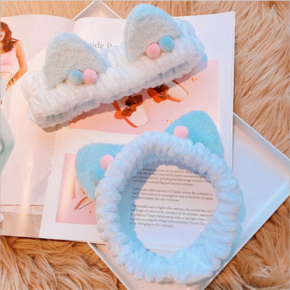 Three-dimensional Plush Cat Ears Headband Ladies Face Wash Makeup Hair Band 1624067167344