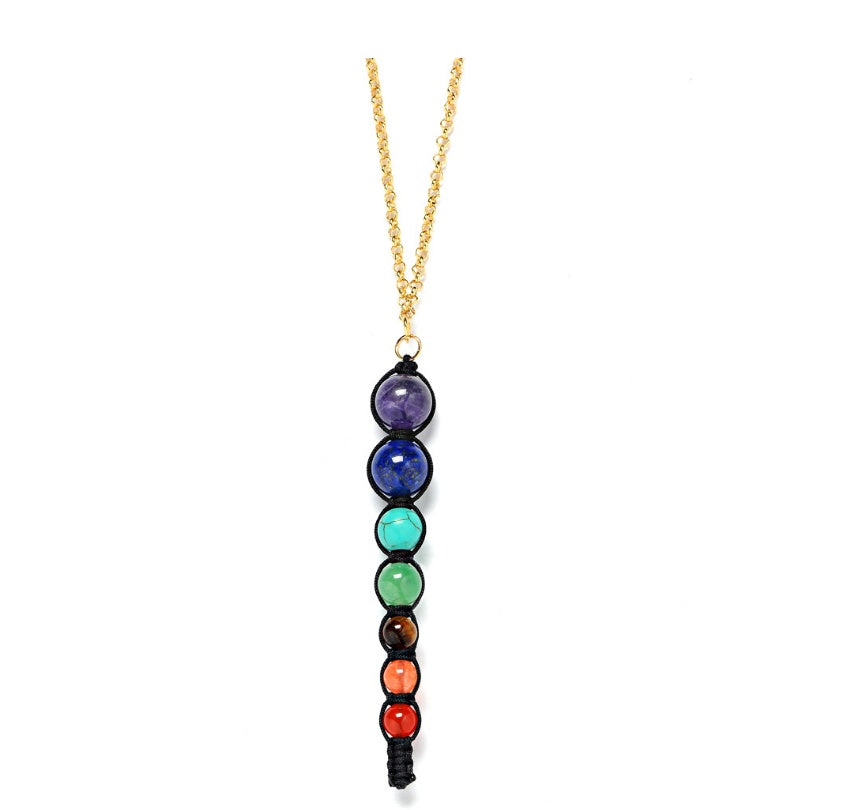 Seven chakra spirit pendulum necklace natural amethyst personality cone necklace 1626315400994