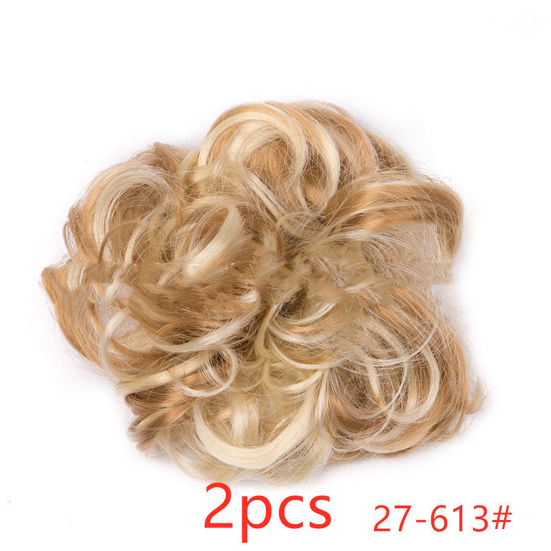 Europe, Japan, and South Korea popular hair bun fluffy natural drawstring curly hair ball head hair ring hair set female hair