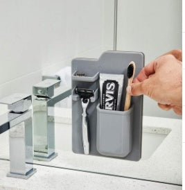 Multi-functional Silicone Toothbrush Holder Mighty Wall Mirror Suction Toothpaste Storage Holder Bathroom Organizer For Showe